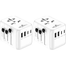 Offgridtec Universal Travel Adaptor Worldwide 2 x USB-A and 2 x USB-C White (Pack of 2)