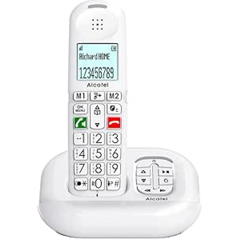 ALCATEL XL685 Voice - DECT Senior Format XL belaidis fiksuotojo ryšio telefonas su atsakikliu - gerai įskaitomas ekranas - dideli mygtukai - garso stiprinimo funkcija - laisvų rankų įranga - skambučio užraktas - baltas