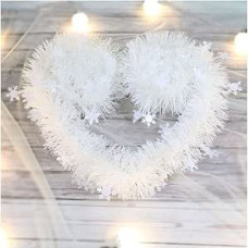 Kalėdinė girlianda 10 x 2 m Balta Kalėdų snaigių girlianda Eglės girlianda su sniego pakabuku Žiemos kalėdinis vainikas Pakabinama dekoracija Pūkuotas pinta vainikas Laiptų girlianda