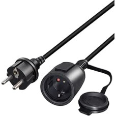 RIIEYOCA Shucko Extension Cable, Schuko Europa Plug to Female Extension Cable, 16A 250V, 2-Pin Earthing Contact Plug Power Cable with Protective Cap for PDU UPS Black, 2 m