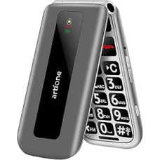 artfone F30 Silver Grey 4G mobilusis telefonas senjorams Sulankstomas mobilusis telefonas be sutarties, didelis mygtukų mobilusis telefonas, 2,4 colio spalvotas ekranas, SOS pagalbos iškvietimo mygtukas, įkrovimo stotelė, mobilusis telefonas