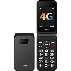 TTfone TT760 4G USB-C Mobile Phone for Elderly, Simple and Easy to Use, Flip Folding Cell Cheap and Easy to Use, EE Pay as You Go (Black, with Mains Charger)
