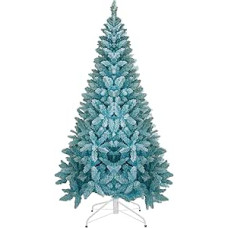 SHATCHI Flocked Blue Kalėdų eglutė Snowy Dirbtinė pušies mediena Sulankstomas metalinis stendas 308 patarimai Šakos su šarnyru Snowy Bushy Prabangios atostogų dekoracijos