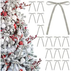 24 Stück Weihnachtsschleifen aus Samt, 12,7 x 17,8 cm, Weihnachtskranz, Schleife, rustikales Vintage-Geschenk, Samtschleife, Weihnachtsbaumschleifen, Ornament für Weihnachtsbaum, Kranz, Girlande