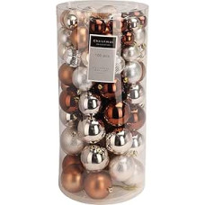 Well Home 100 x Amber Christmas Tree Baubles in PET Tube Assorted Designs and Finishes