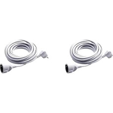 Bundle of Meister earthing contact extension - 5 m + 3 m cable - white - plastic cable - IP20 indoor / coupling with touch protection / Schuko extension / 7432510 + 7432310