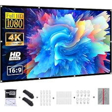 Projektoriaus ekranas 100 colių, 16:9 / be raukšlių / 160° / skalbiamas / sulankstomas, vidaus / lauko, su vinių kabliukais ir rankine (100 colių dvipusis baltas)