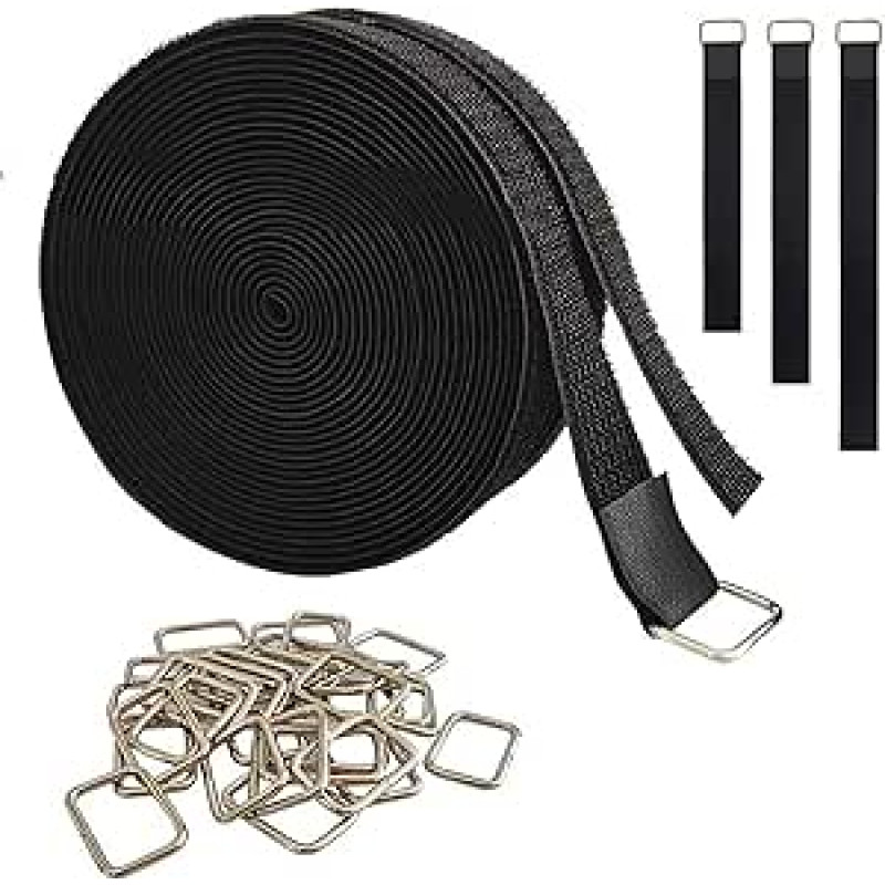 Verstellbare Kabelbinder mit 25 Schnallen, 5 m, wiederverwendbare Befestigungskabelbinder für Drahtmanagement, Klettverschluss-Sicherungsgurt für Kabelordnung, Kabel-Organizer, 2,5 cm breit