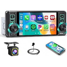 Automobilinis radijo imtuvas 1 DIN Carplay Android Car Wireless su 6,5 colių ekranu Roinvou, 1-DIN radijo imtuvas FM su 