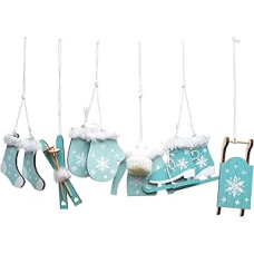 HEITMANN DECO medžio dekoracija, natūrali, mėlyna, balta, apie 4-6,5 cm