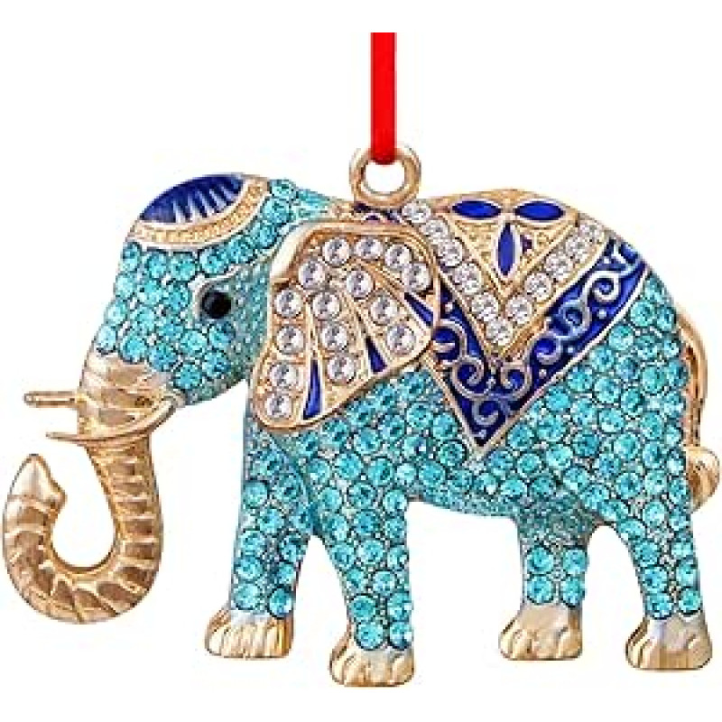 D24TIME Dramblys Kalėdų papuošalai Metalinis Teal Dramblys Kalėdų eglutė Dekoratyviniai kabantys papuošalai Dramblys Dekoras namams Kalėdų eglutės dekoracijos Keepsake dovanos moterims Vaikams Mergaitėms Berniukams Draugams