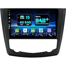 Car Radio Built-in DAB/DSP/Carplay Android 15 Fits Renault Kadjar 2015-2019 - [4G+64G] - Reversing Camera - 9 Inch IPS - With Steering Wheel Control WiFi Bluetooth RDS