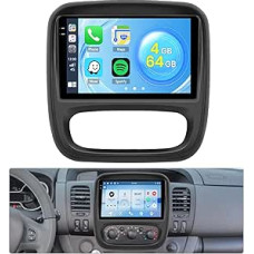 Roinvou 4+64G Android 15 automobilinis radijas Opel Vivaro B/Renault Trafic/Fiat Talento/Nissan NV300 Carplay Android Car, 9 colių automobilinis radijas su jutikliniu ekranu ir GPS navigacija Bluetooth EQ WiFi RDS FM SWC