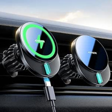 JOYROOM Magsafe automobilinis laikiklis su įkrovimo funkcija, vėdinimo mobiliojo telefono laikiklis, indukcinis 15 W greitasis įkrovimas, iPhone Magsafe įkroviklis, skirtas iPhone 17 16 15 14 13 12 Air Pro Max