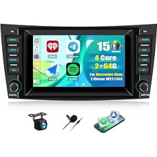 CAMECHO Android 15 Autoradio mit Navi für Mercedes Benz E-Klasse W211 CLS Klasse W219,Doppel Din Radio mit 7 Zoll Touchscreen Mirror Link RDS/FM Bluetooth EQ+AHD Rückfahrkamera