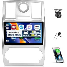 CAMECHO 4+128G Android 15 navigacijos automobilinis radijas, skirtas Chrysler 300C 2006 su galinio vaizdo kamera, 9 colių belaidis Carplay Android automobilinis Bluetooth radijas su WiFi GPS FM/RDS Mirror Link + Canbus Incell