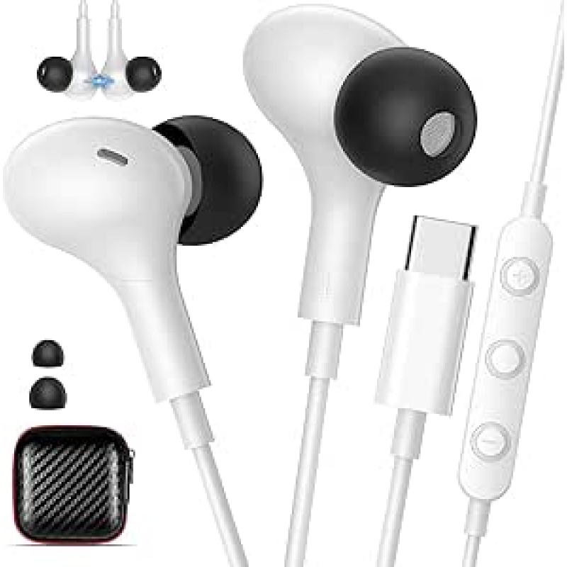 TOPAUX USB C ausinės su kabeliu, skirtos 