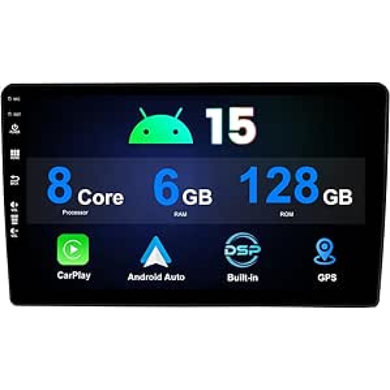 6G + 128G automobilinis radijas Android 15 2 DIN da 9 pollici for Hyundai H1/iLoad/Grand Starex 2007-2015 Radio Con GPS Navi Supporta Bluetooth DAB+ USB Carplay WLAN 4G MirrorLink RDS 360 Camera