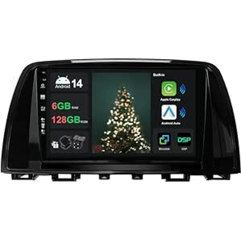 [6G + 128G] IPS 9 colių Android 14 automobilinis radijas Mazda Atenza Mazda 6 2012-2015 su Navi Octa Core [Integruotas CarPlay/Android Car/DSP/Mirror Link/GPS Navi/360 kamera/Bluetooth 5.0/WiFi/USB