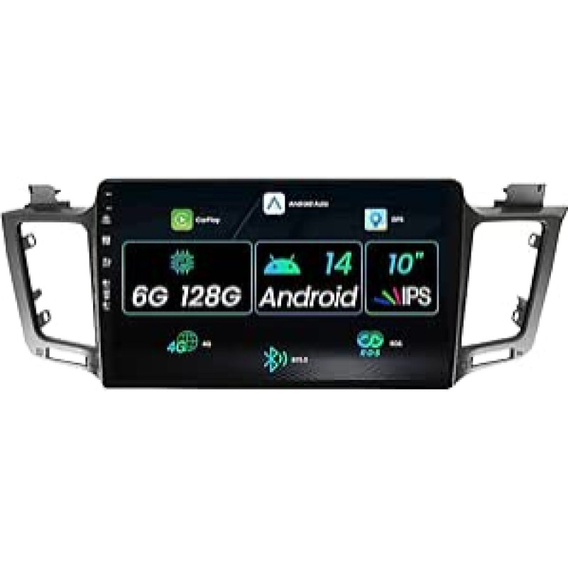 [6G + 128G] Automobilinis radijo imtuvas 2 DIN Android 14 Carplay Android DSP kamera + mikrofonas Toyota RAV4 2013-2019 DAB/RDS/Bluetooth 5.0/GPS navigacija/AM/FM 10 colių IPS jutiklinis ekranas