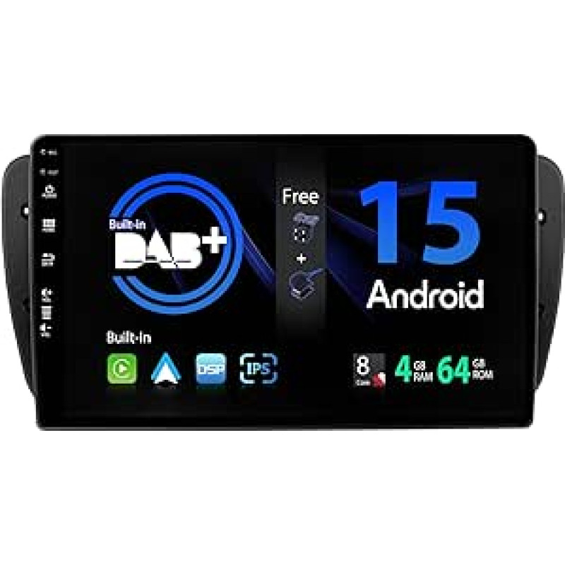 SXAUTO - Integruotas DAB - Android 15 IPS automobilinis radijas Seat Ibiza 6J (2009-2014) - Integruotas Carplay/Android Car - LED kamera + mikrofonas - 4G + 64G - 360-CAM vairo valdymas Fast-Boot WiFi DSP - 2 DIN