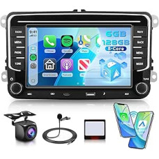 Rimoody 8 Core 6+128G 7 Zoll Autoradio für VW Golf 5 Golf 6 Passat Polo Tiguan Touran Caddy Skoda Seat, Android 15 Kabellos Carplay Android Auto Mirror Link Bluetooth FM/RDS/DSP WiFi GPS Typ-C USB