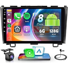 6G+128G 8 Core Wireless Carplay Android Car Radio for Honda CRV CR-V 3 2007-2011 9 Inch Touscreen Car Radio with Wireless Android Car Navigation GPS WiFi Bluetooth FM/RDS Radio DSP EQ/SWC/USB