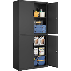 SONGMICS OMC016B01 Universali biuro spinta su 4 durimis ir 5 lygiais, 40 x 80 x 180 cm, 2 užraktai, reguliuojamos lentynos, plieninė sandėliavimo spinta, matinės juodos spalvos