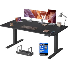 VASAGLE reguliuojamo aukščio rašomasis stalas, 160 x 80 cm, USB-C prievadas, maitinimo elemento lentynėlė, stovimas stalas, priminimas apie ilgą sėdėjimą, 3 atminties mygtukai, skirtas biurui, rašalo juodos spalvos LSD146BZ02