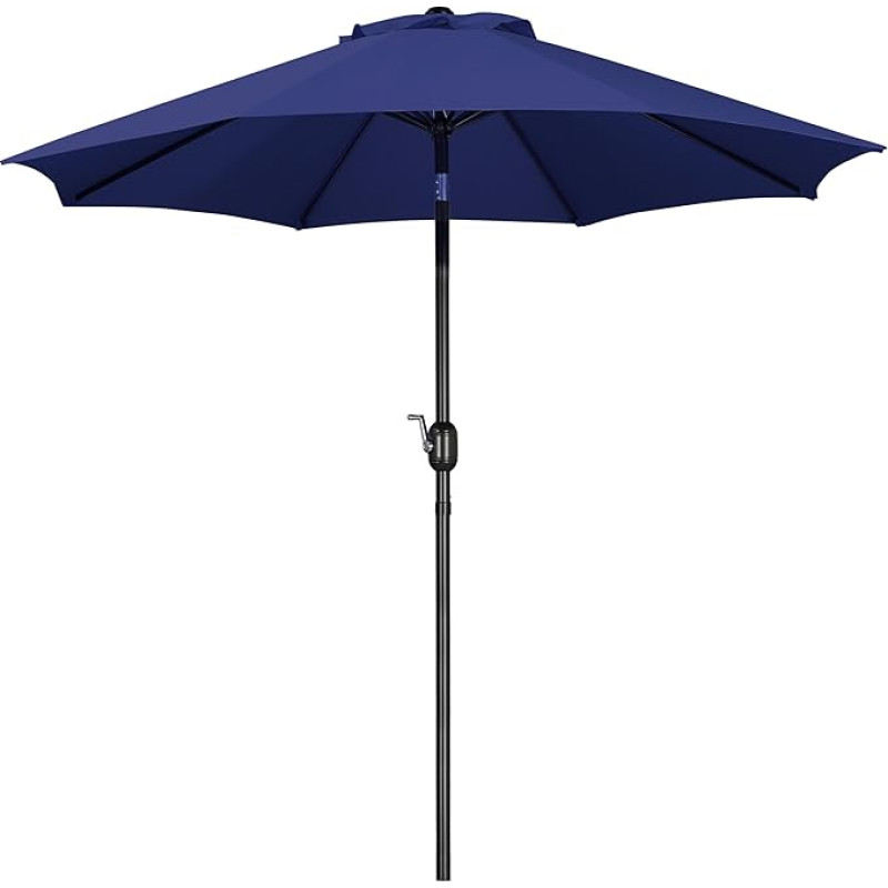 Yaheetech Parasol skersmuo 270 cm su alkūniniu sodo skėčiu rinkos skėtis pakreipimo alkūninis skėtis su 8 briaunomis Patio skėtis apsauga nuo saulės Navy Blue