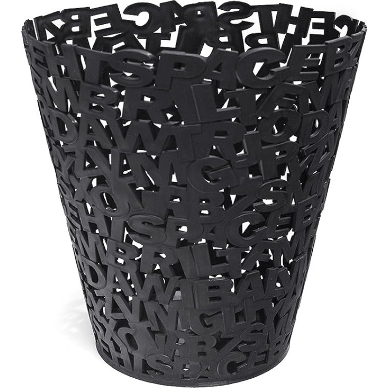balvi Šiukšliadėžė popieriui su raidėmis iš juodo plastiko, 30 cm