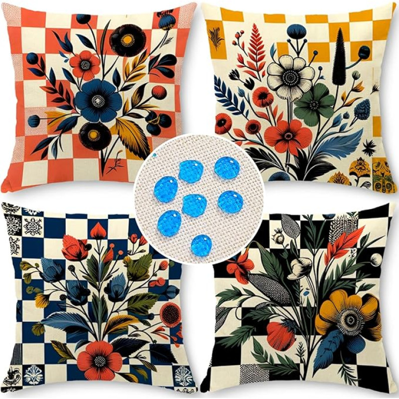 Cirzone Lauko pagalvėlių rinkinys iš 4 pagalvėlių užvalkalų 45 x 45 cm Dekoratyvinis svetainės audinys, skirtas dekoratyvinei svetainei, sodui, balkonui