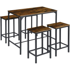 Baro stalas su 4 baro kėdėmis, virtuvė, valgomasis, svetainė, užeigos komplektas, flomasteriai, 100 x 60 x 90 cm, 30 x 40 x 65 cm