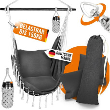 Kabantis krėslas viduje ir lauke [maksimali apkrova 150 kg] - patogios kabančios sūpynės su 360° kabėjimu, pagalvėle, gėrimų laikikliu ir kt. - Kabanti sėdynė vaikams ir suaugusiesiems