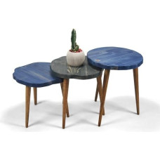 Massivholz 3-teiliges rundes Nisttisch-Set - Rustikale handgefertigte Beistelltische aus Holz für Wohnzimmer, Couchtische & platzsparende Möbel