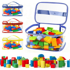 3 Stück Spielzeug-Aufbewahrungstaschen, transparente PVC-Spielzeug-Organizer-Taschen mit Griff, wiederverwendbare wasserdichte Aufbewahrungstaschen für Bausteine, Puzzle, kleine Modelle