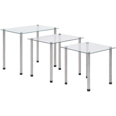 Home Tables, Accent Tables, End Tables, Nesting Tables, Set of 3, Clear Tempered Glass