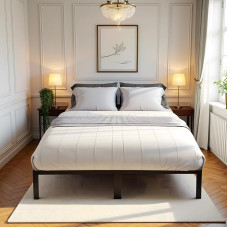 Lovos rėmas 140 x 200 cm, metalinis dvigulės lovos rėmas miegamajam su grotelėmis - juodas