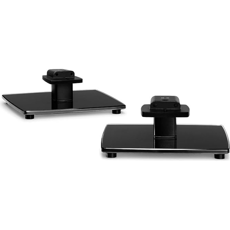 2 x juodas garsiakalbių stalinis stovas, suderinamas su 