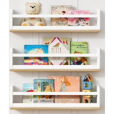 Sieninė knygų lentyna vaikų kambariui, medinės plaukiojančios knygų lentynos kūdikių mažylių darželiui 24 colių ilgio pakabinamos knygų lentynos sieniniam dekorui neutralioms paauglių berniukams mergaitėms