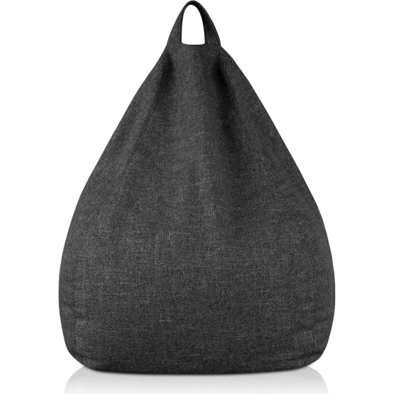 DESHOME - Pupelių maišas su išimamu užpildu, skirtas naudoti patalpose ir lauke: vandeniui atsparus audinys, rankų darbo, pagamintas Italijoje, lengvas pufas (mažas: 65 x 65 x 70 cm, grafito juodos spalvos)