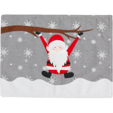Hemobllo Weihnachtliche Tischdecke mit Santa Stickerei Umweltfreundliches Leinenmaterial Handgefertigte Langlebige Weihnachtsdeko für Esszimmer und Festtagsfeiern