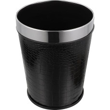 DOITOOL Chinese Trash Can Retro Trash Can for Office Waste Bin for Bathroom Small Trash Can for Bathroom Plastic Leather Black Waste Paper Basket Vintage