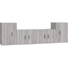 TV Schrank,4-TLG. TV-Schrank-Set Grau Sonoma Holzwerkstoff,TV lenta Hängend Schrank Fernsehschrank TV bankas Wohnzimmer Möbel Modern Wandschrank für Wohnzimmer Schlafzimmer