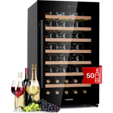 Klarstein Wine Fridge, Freestanding Small Drinks Fridge, Slim 1-Zone Wine Refrigerator with Glass Door, Indoor/Outdoor Beersafe, Fridge Small with UV Protection, 5-18 °C, 50 Bottles