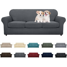 MAXIJIN 4 Pack Latest Couch Covers for 3 Cushions, Couch, Super Stretch Non-Slip Couch Cover for Dogs, Pet Friendly, Elastic Jacquard Furniture Protector, Sofa Slipcovers (Sofa, Dark Grey)