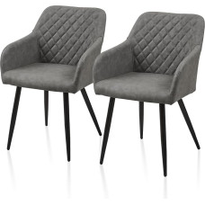 TUKAILAI 2 dirbtinės odos valgomojo kėdės, modernios virtuvės kėdės, minkštos kėdės, svetainės kėdės, porankiai su atramomis rankoms, atlošas, metalinės kojos, skirtos virtuvei, valgomajam