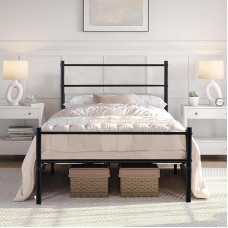 Lovos rėmas 90 x 190 cm, metalinė viengulė lova Metalinis lovos rėmas Jaunimo lova su groteliniu rėmu miegamajame - juoda