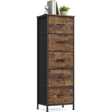 SONGMICS BELLAH Collection - Chest of Drawers Cupboard Storage Cabinet for Bedroom Hallway Living Room Steel 5 Drawers Industrial Style Vintage Brown Ink Black LGS315BH04