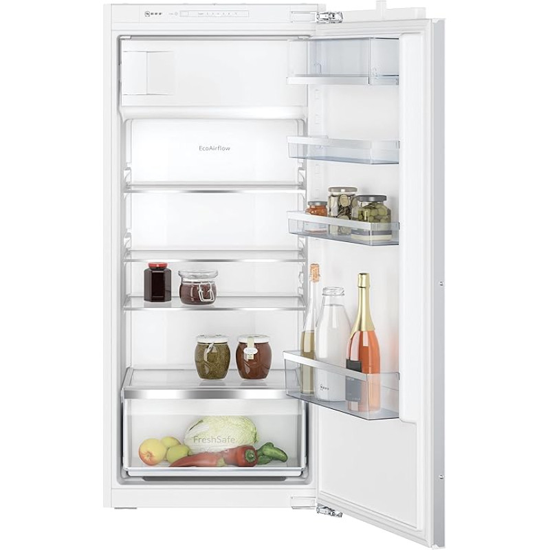 NEFF KI2422FE0, N 50, įmontuojamas šaldytuvas, 122,5 x 56 cm, šaldymo talpa 172 l, šaldymo talpa 15 l, 35 dB, LED apšvietimas, apsauginis stiklas, plokščias vyris, 
